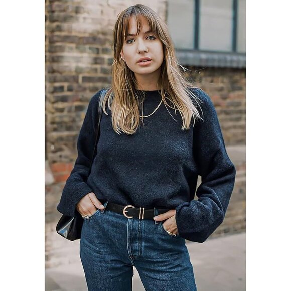 Women's Leather Belts for Jeans Pants Fashion Gold Buckle Ladies Dress Belt - Picture 9 of 16